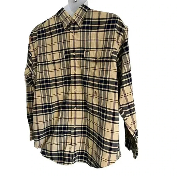 Tommy Hilfiger button up long sleeve flannel shirt plaid size large beige blue - Picture 5 of 13